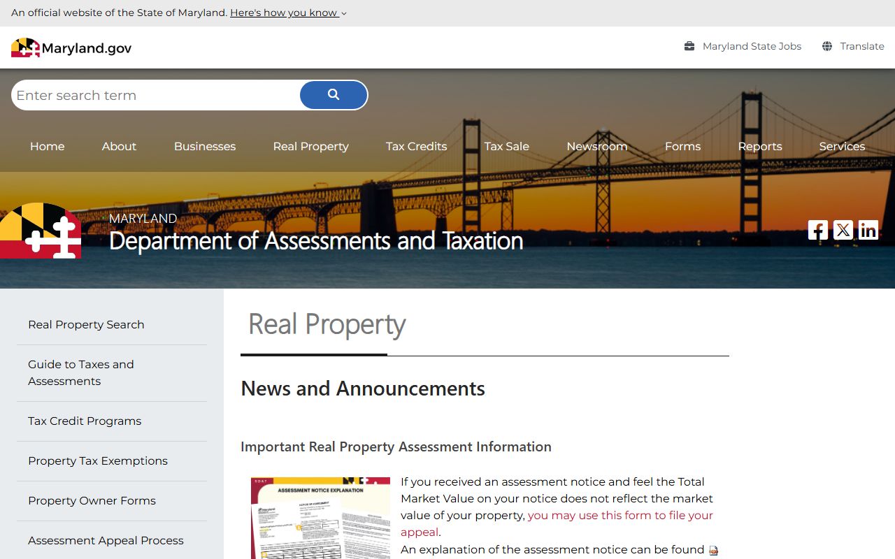Baltimore City SDAT real property search for Baltimore property records