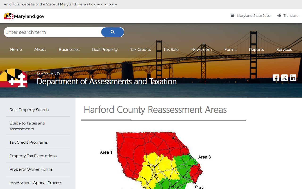 Harford County SDAT reassessment information for Bel Air South property records