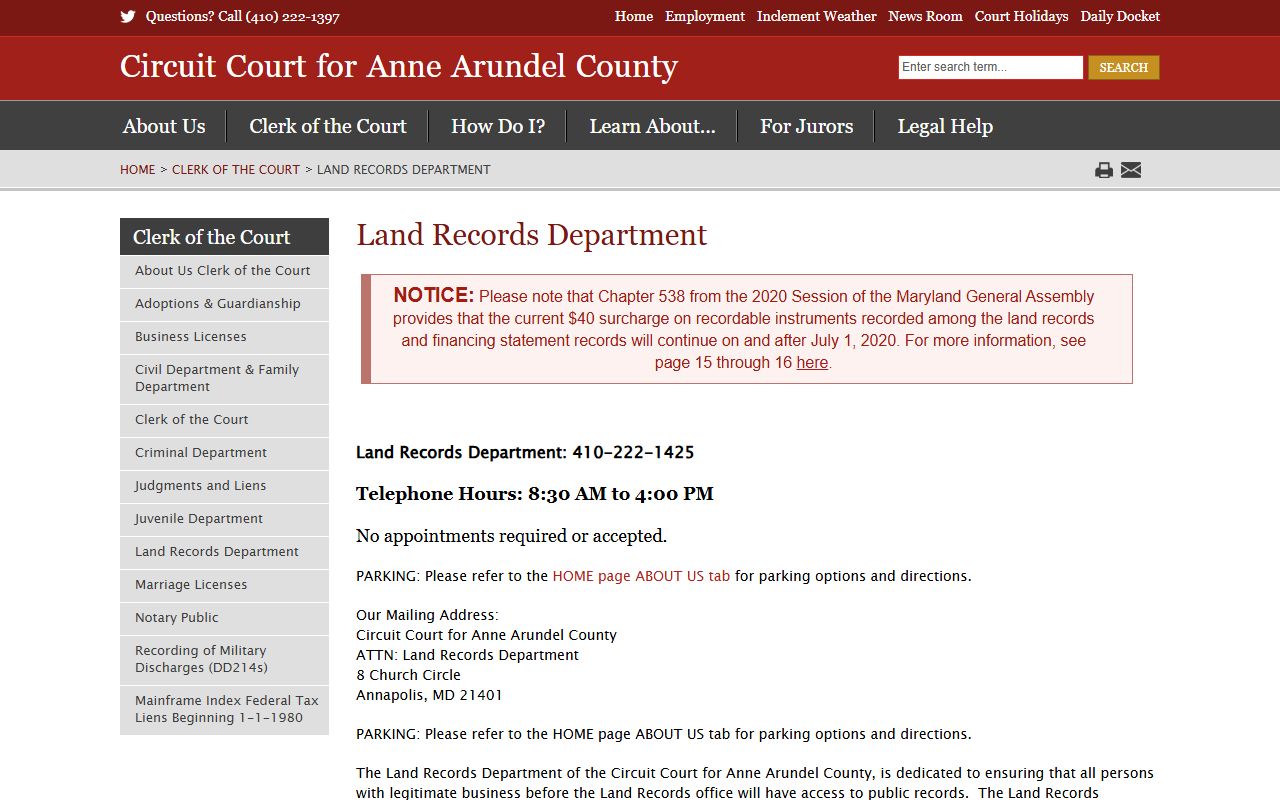 Anne Arundel County Land Records Department for Glen Burnie property records