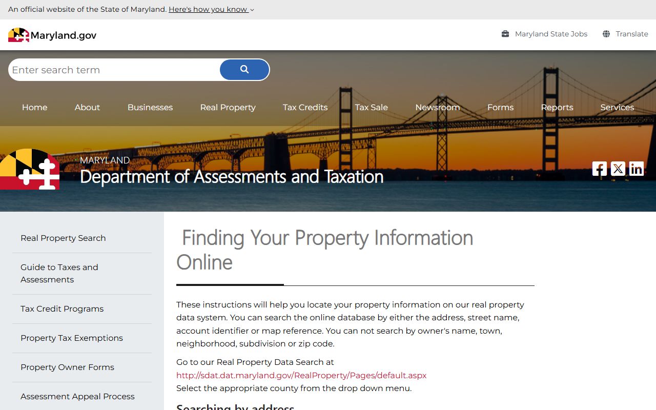 SDAT guide to finding property information online for Glen Burnie property records