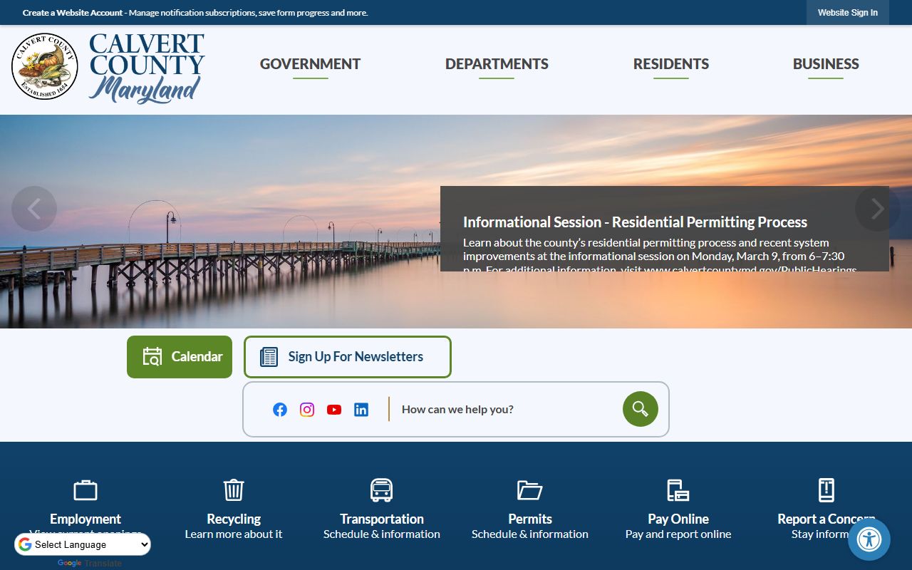 Calvert County government website for Calvert County property records