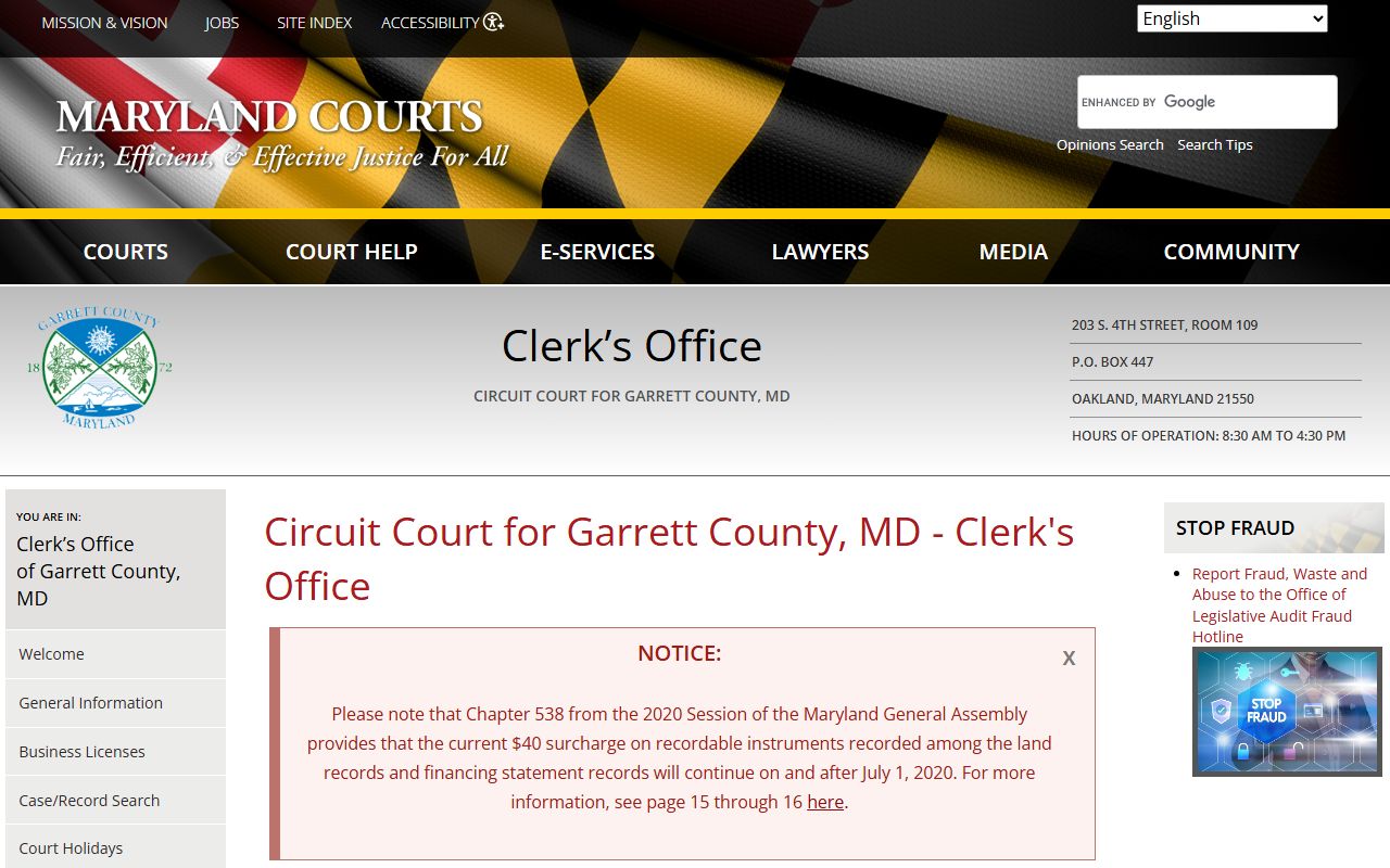 Garrett County Circuit Court Clerk property records