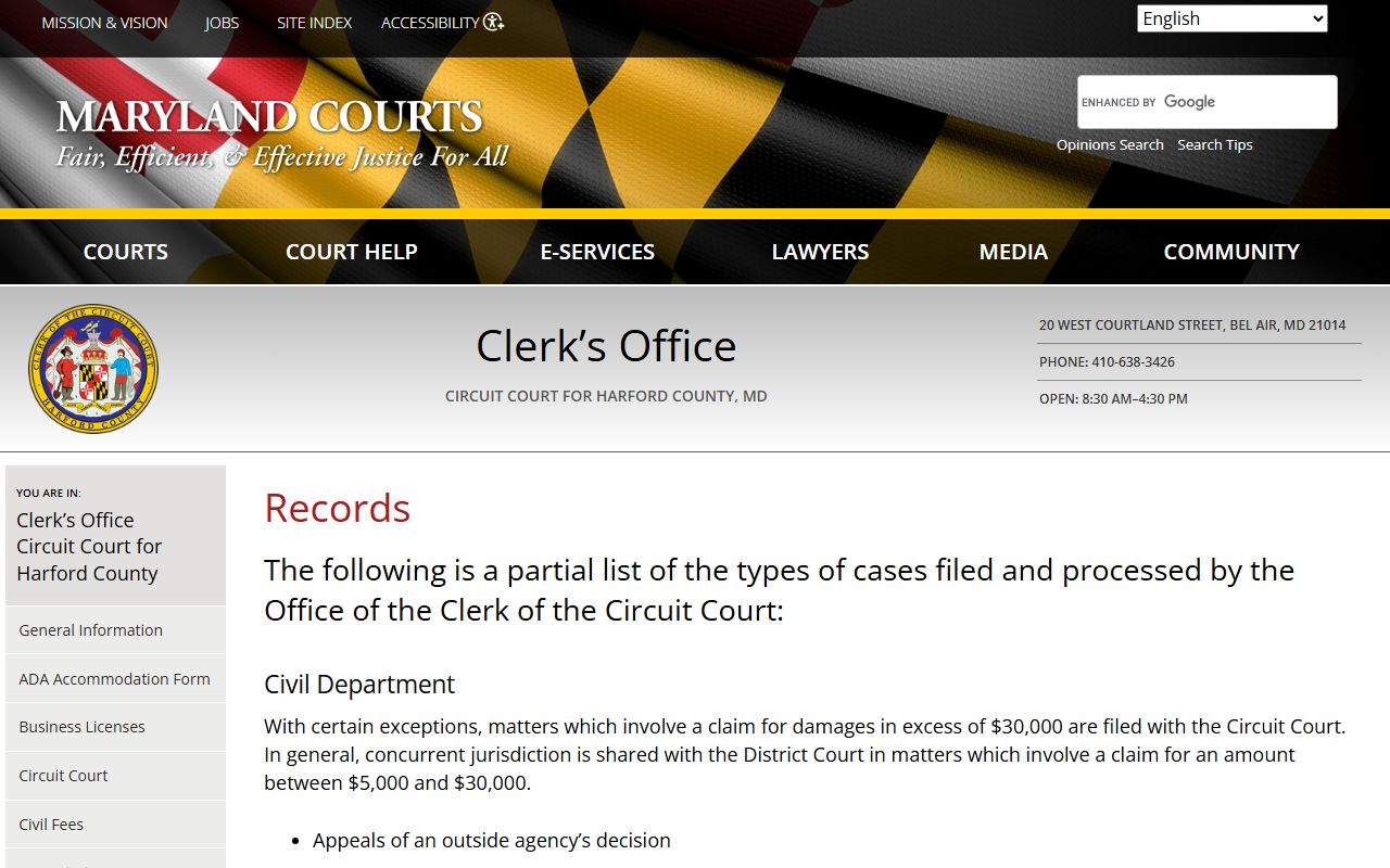 Harford County records access for property research