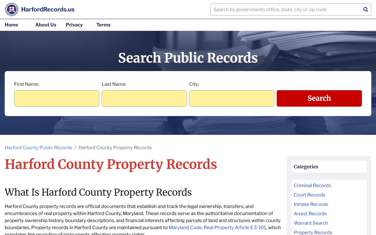 Harford County property records research guide