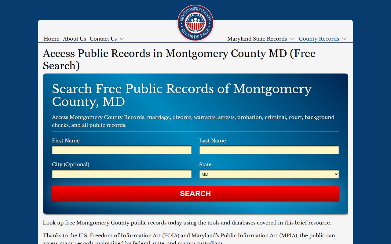 Montgomery County records portal for property records search