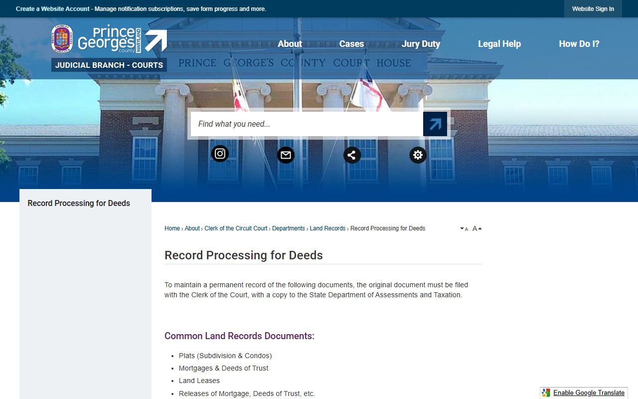 Prince George's County deed recording process for property records