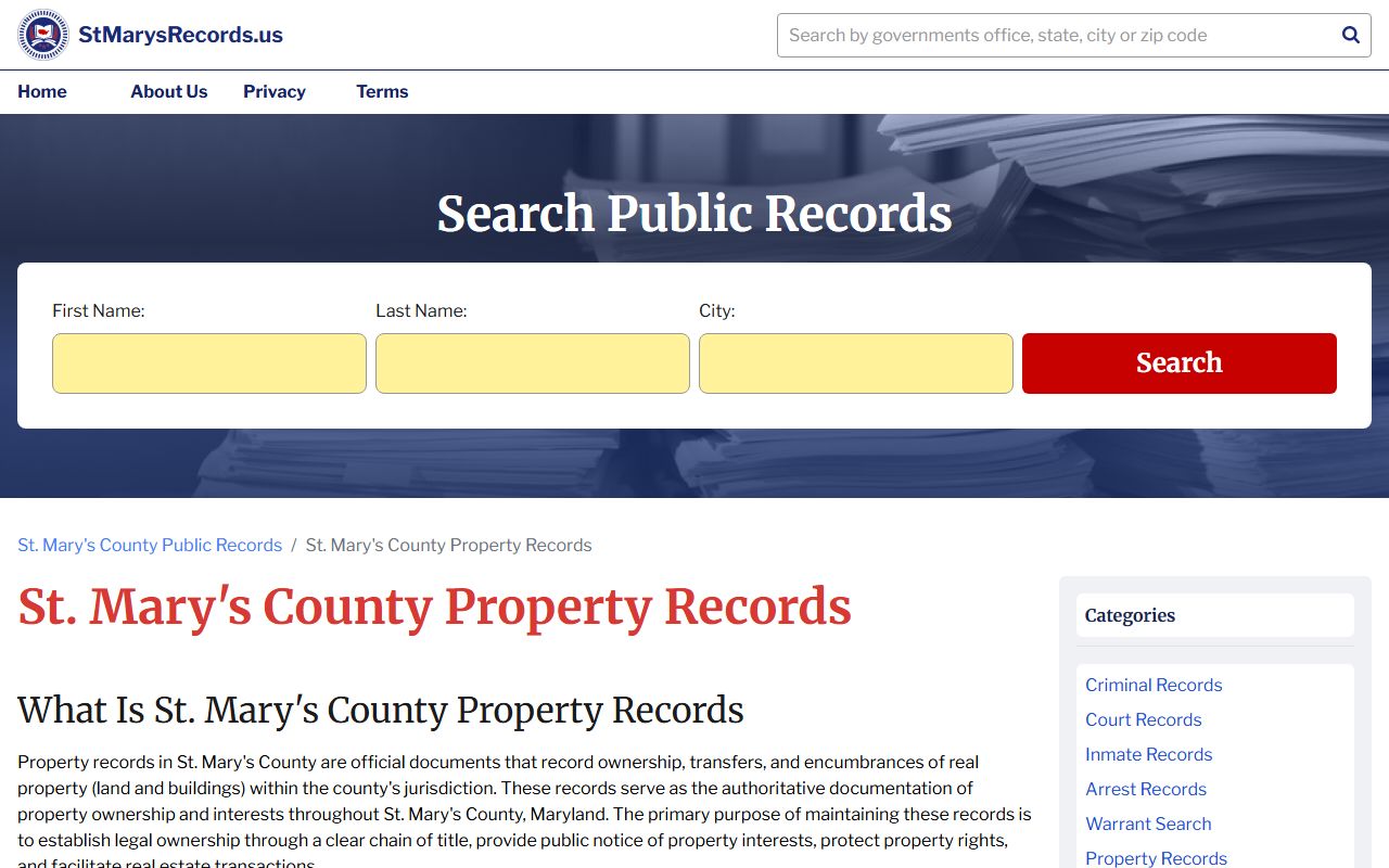 St. Mary's County property records guidance