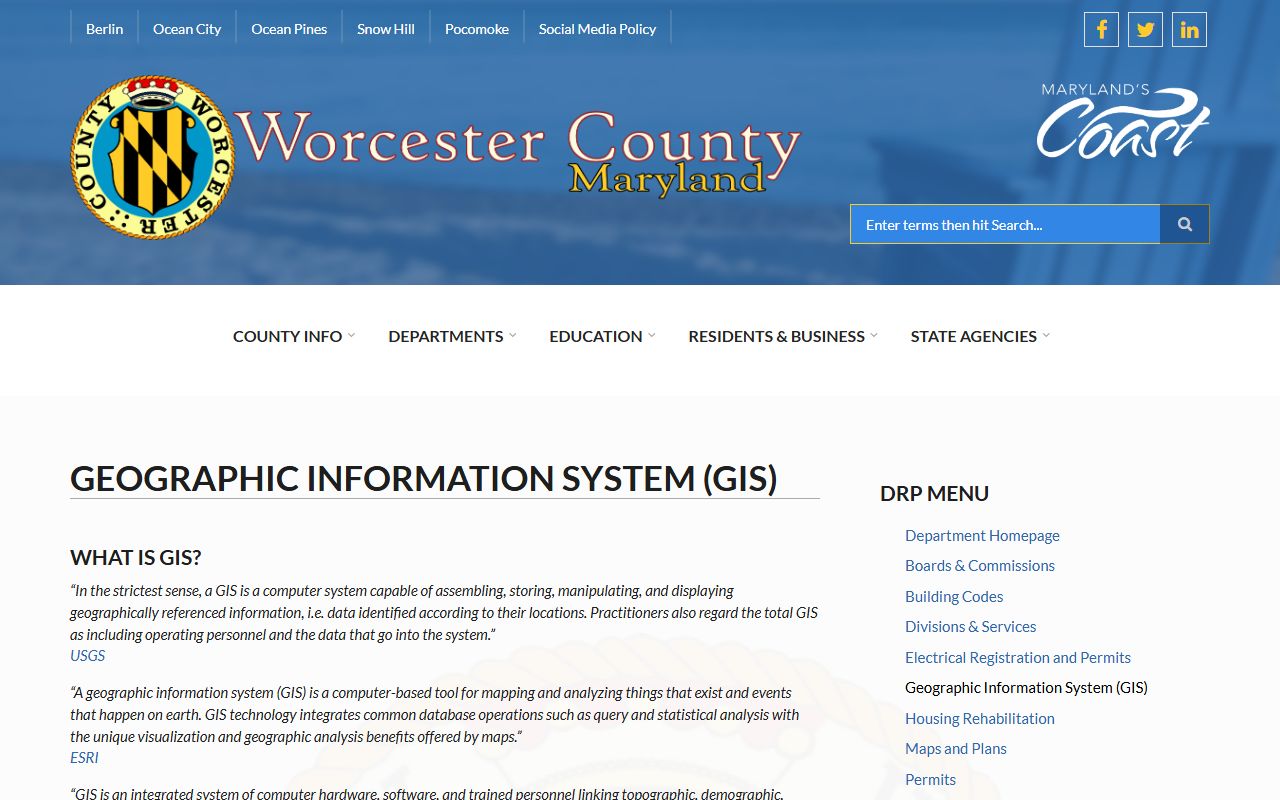 Worcester County GIS Department for parcel mapping and property records